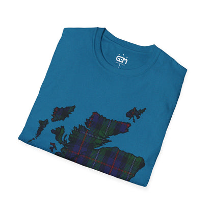 Scotland Tartan Map Softstyle Unisex T-Shirt, Argyle Tartan, Various Colours