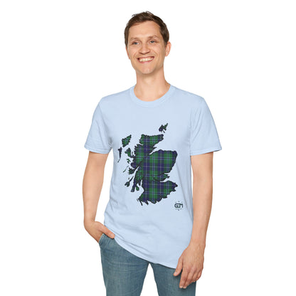 Tartan Scotland Map Softstyle Unisex T-Shirt - Douglas Tartan Tee