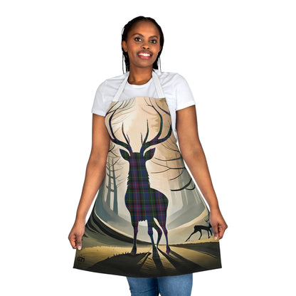 Tartan Stag Woodland Scene Apron - Rankin Tartan, Scottish Cooking Apparel, Chef Accessory