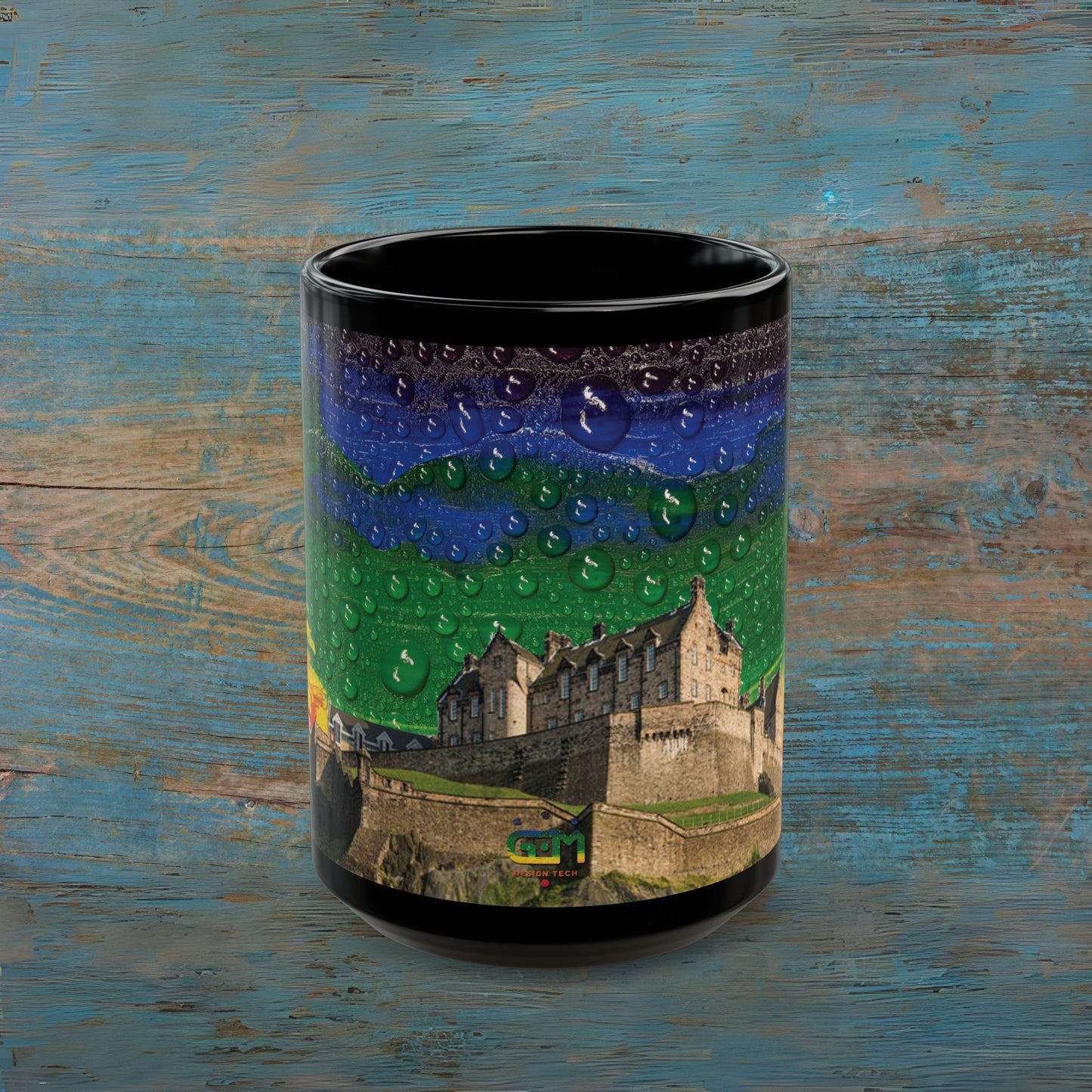 Edinburgh Castle Pride Rain Sky Photo Mug, Black