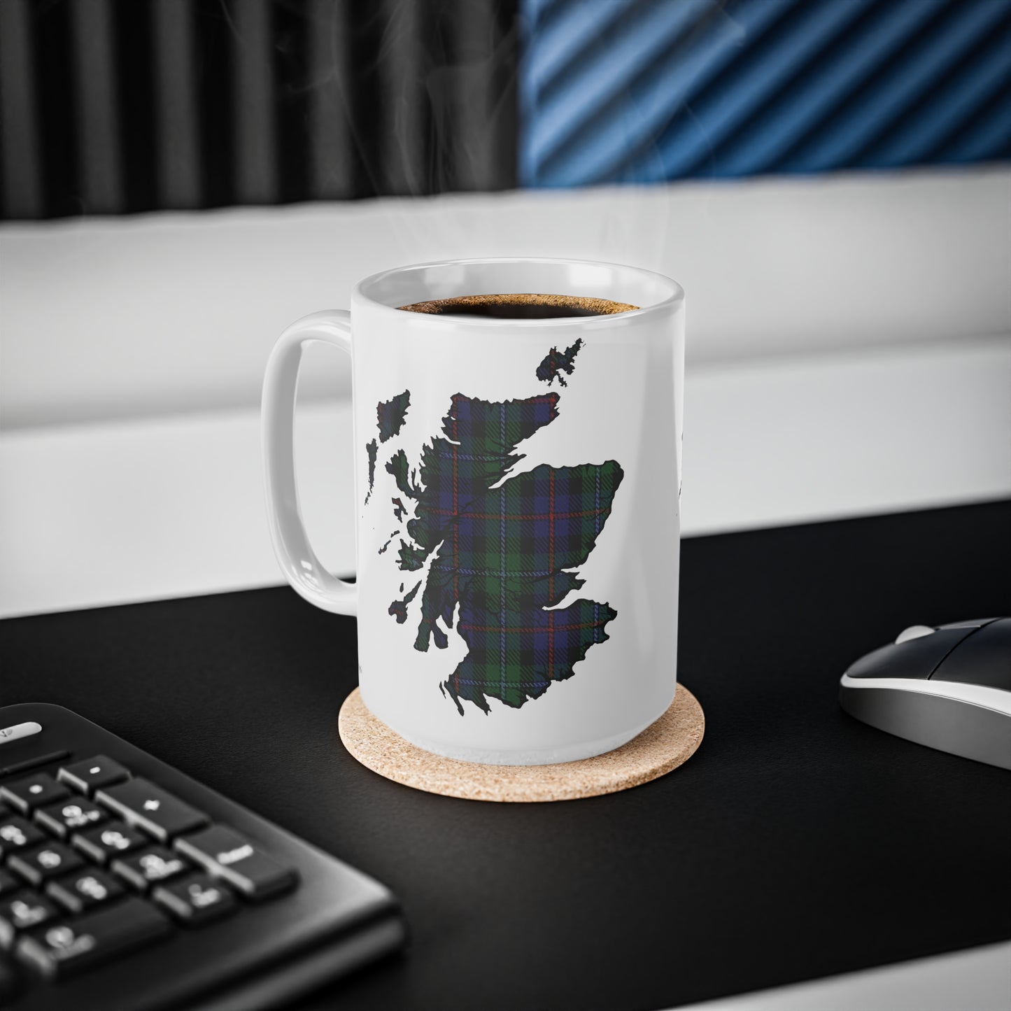 Argyle Tartan Scotland Map Mug, Coffee Cup, Tea Cup, Scotland, White