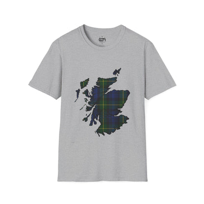 Scotland Tartan Map Softstyle Unisex T-Shirt - Gordon Tartan Tee