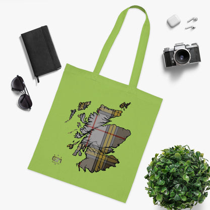 Reversible Scotland Tartan Map Cotton Tote Bag - Buchanan Tartan