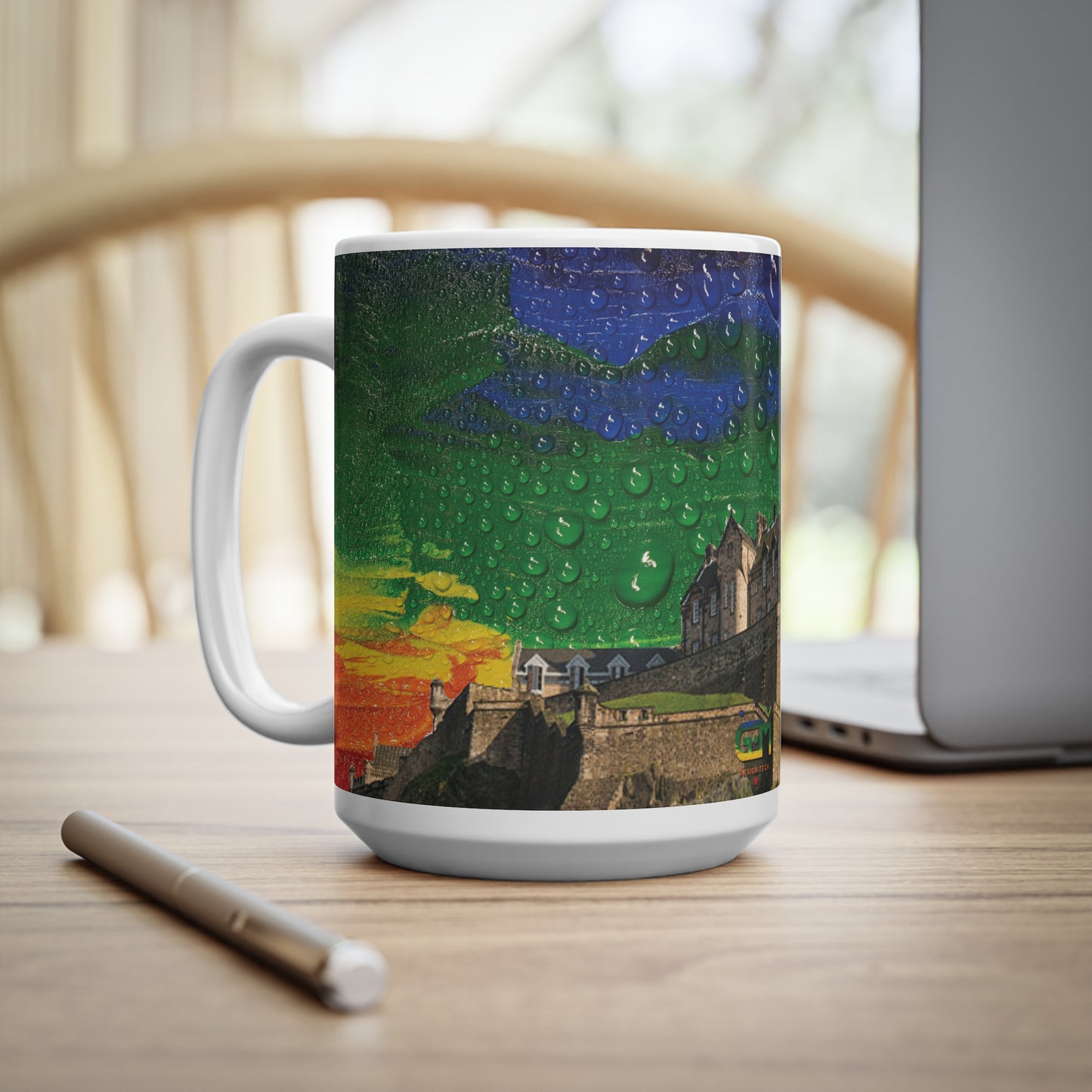 Edinburgh Castle Pride Rain Sky Photo Mug, White