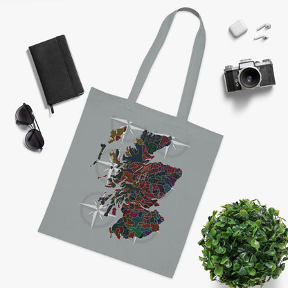 Scotland Tartan Clan Map Cotton Tote Bag