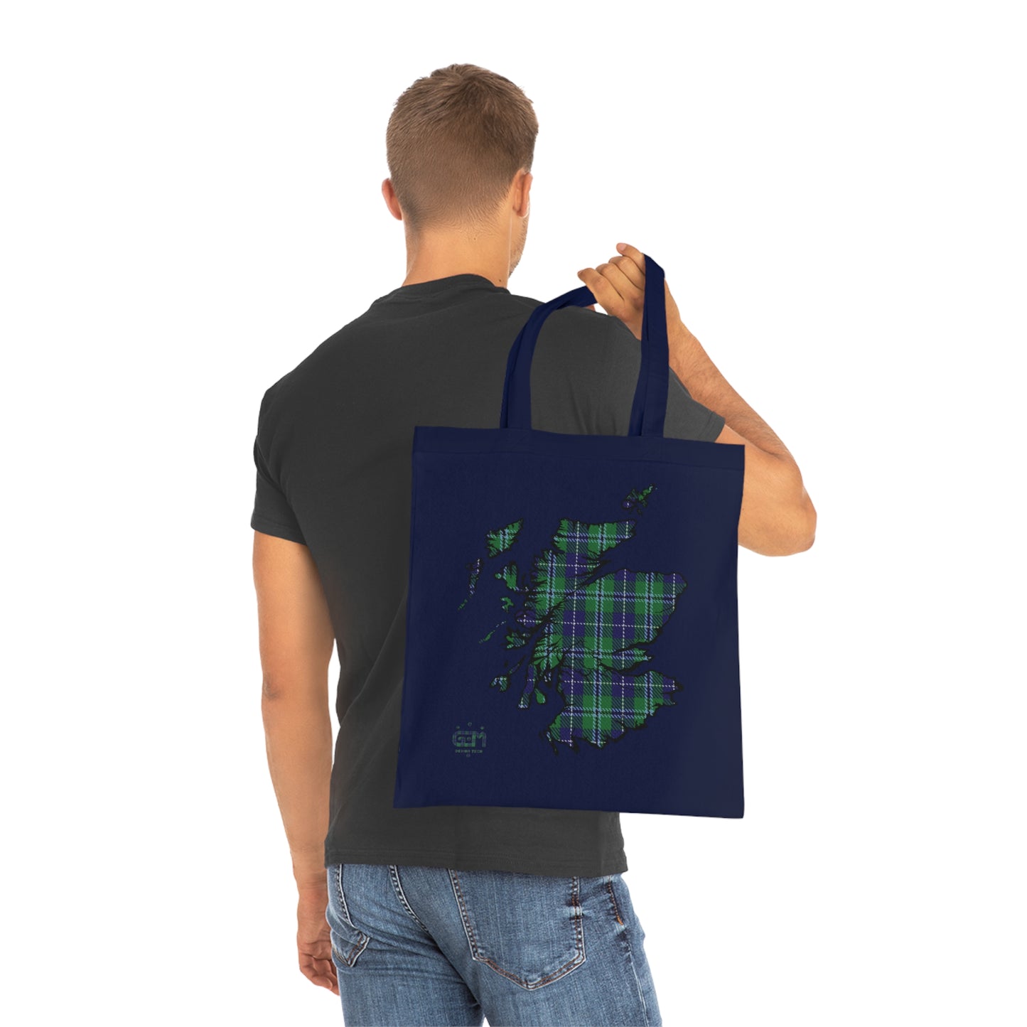 Reversible Scotland Tartan Map Cotton Tote Bag - Douglas Tartan