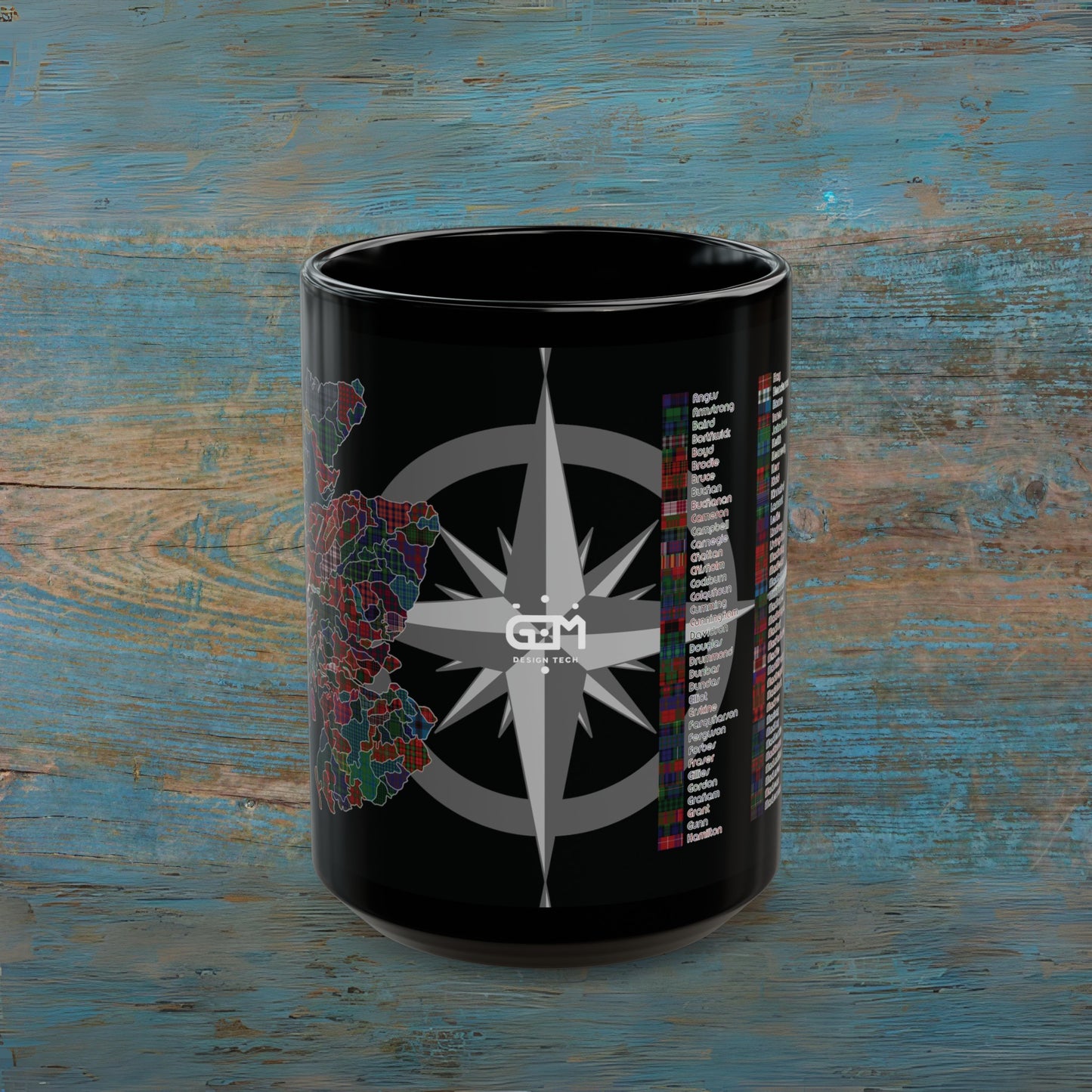 Carte des clans d'Écosse Tartan Mug, tasse à café, tasse à thé, noir