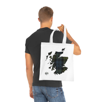 Reversible Scotland Tartan Map Cotton Tote Bag - Campbell Tartan