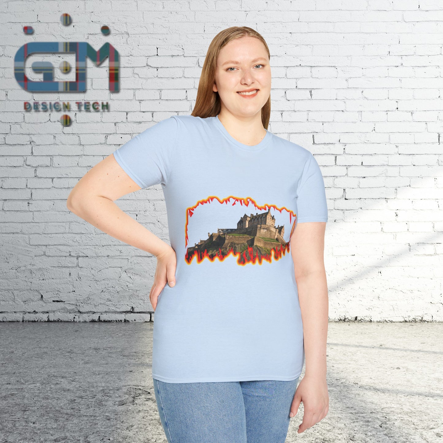 Edinburgh Castle Photo Fire Effect Unisex T-Shirt