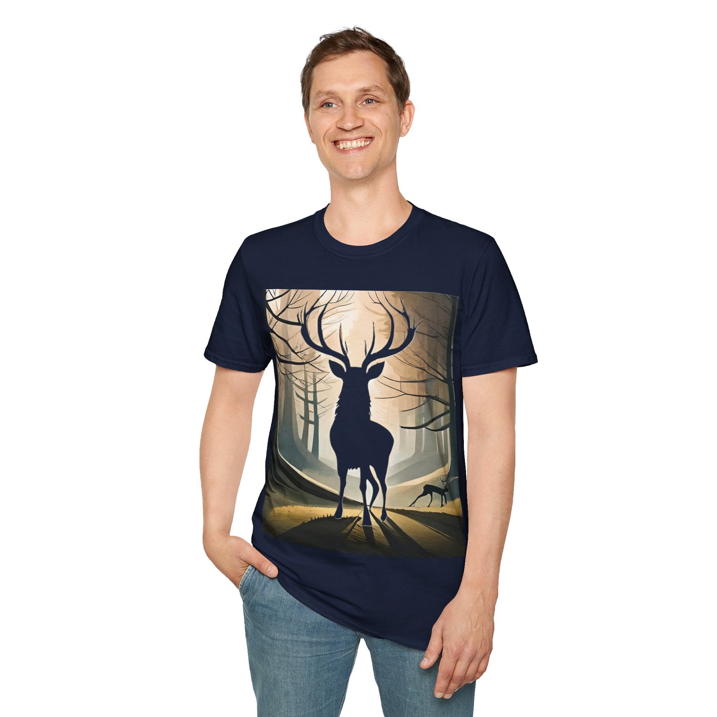 Stag Silhouette Softstyle T-Shirt, Unisex Tee, Scottish Scenery, Various Colours