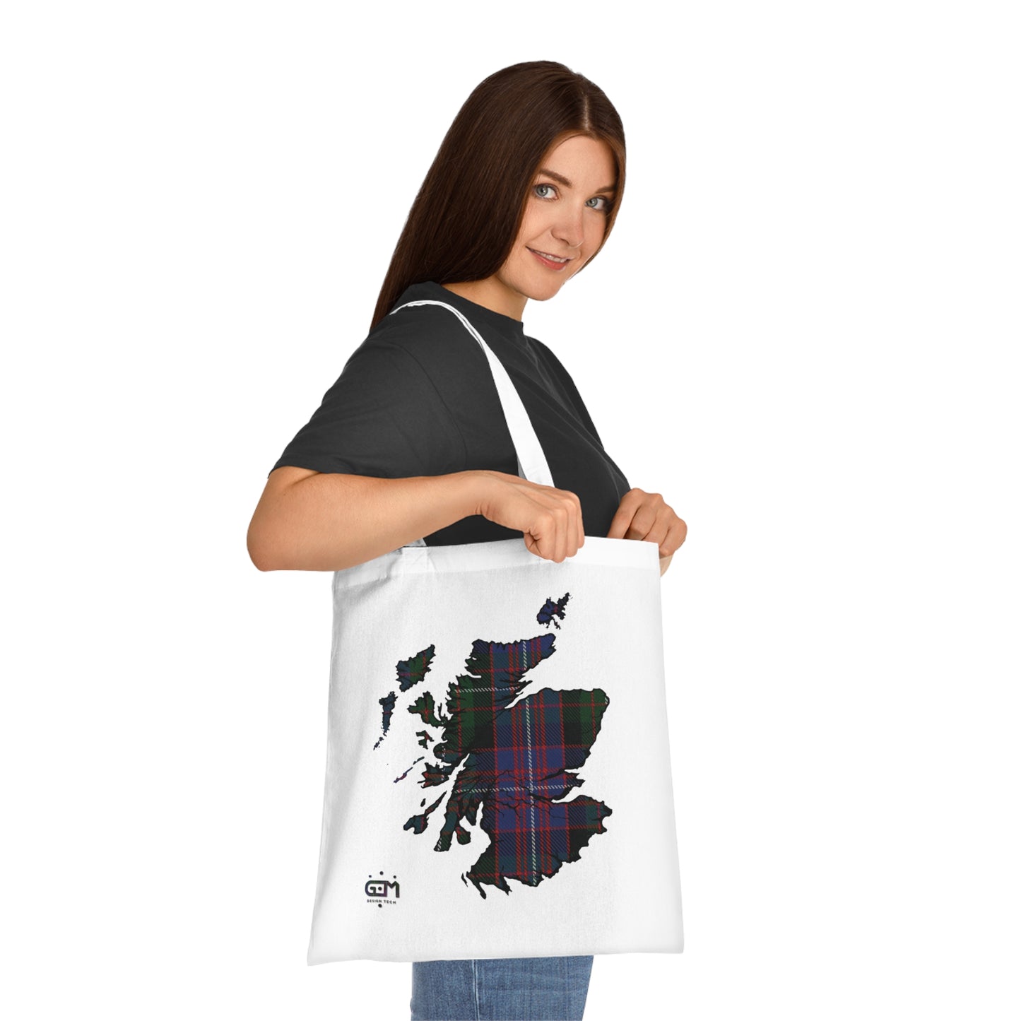 Reversible Scotland Tartan Map Cotton Tote Bag - Rankin Tartan