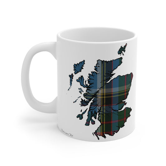 Scotland Map Mug 11oz, Anderson Old Tartan