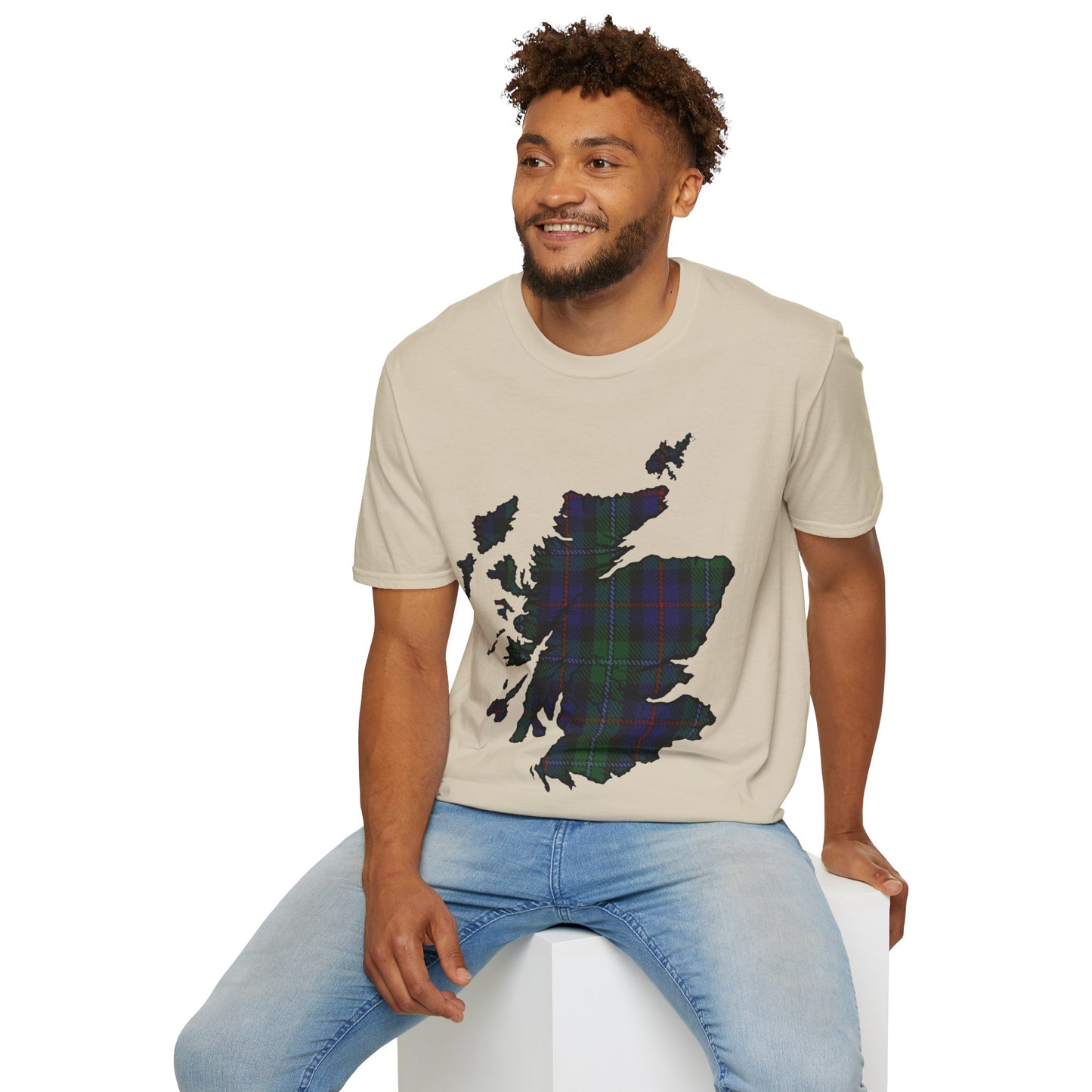 Scotland Tartan Map Softstyle Unisex T-Shirt, Argyle Tartan, Various Colours