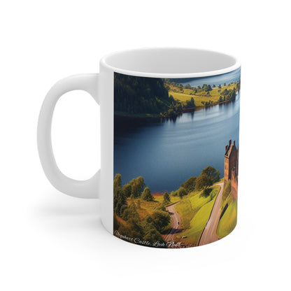 Urquhart Castle Mug - Loch Ness, Coffee Cup, Tea Cup, Scotland, White