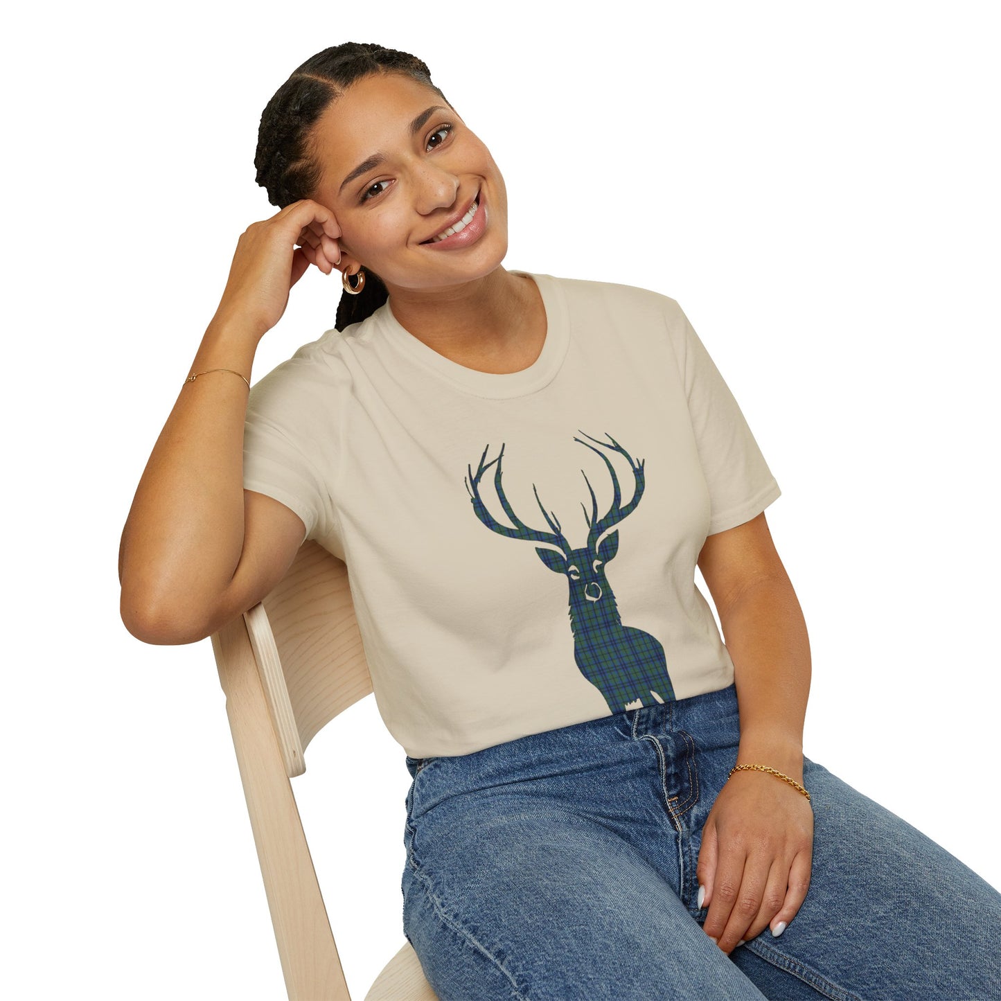 Tartan Stag Softstyle T-Shirt - Keith Tartan, Unisex Tee, Scottish Scenery, Various Colours