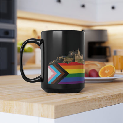 Pride Progress Rock Edinburgh Castle Photo Mug, Black