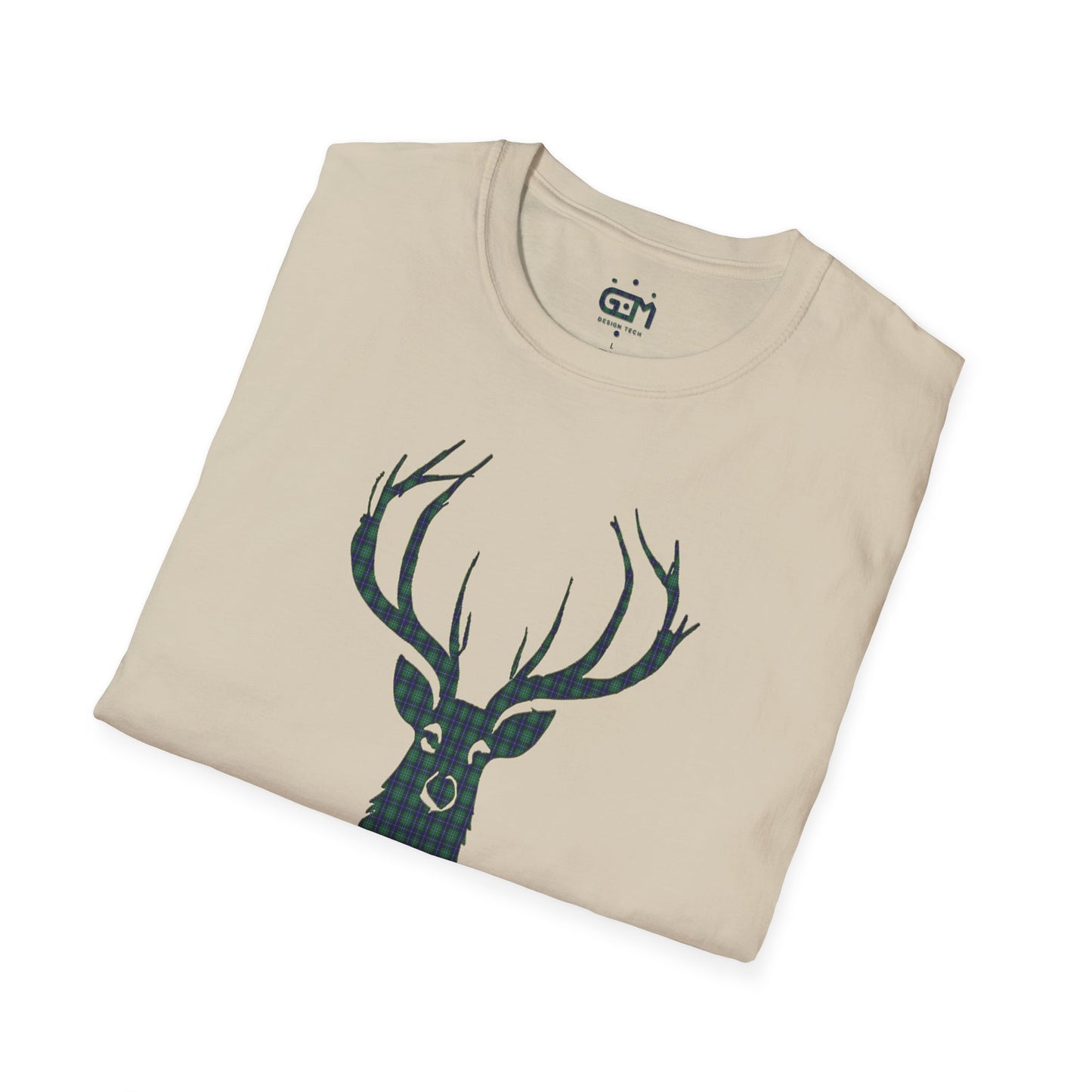 Tartan Stag Softstyle T-Shirt - Douglas Tartan, Unisex Tee, Scottish Scenery, Various Colours