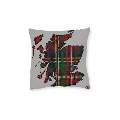 Reversible Square Cushion : Stag / Scotland Map - Stewart Royal Tartan, Various Sizes