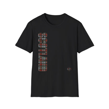 Tartan Scotland Lettering Softstyle Unisex T-Shirt, Stewart Tartan Tee