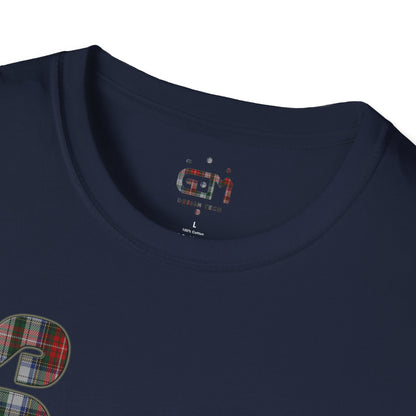 Scotland Lettering Tartan Softstyle Unisex T-Shirt, Stewart Tartan Tee