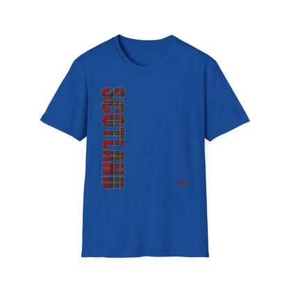 Tartan Scotland Lettering Softstyle Unisex T-Shirt, Stewart Royal Tartan Tee