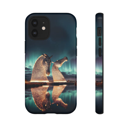 Kelpies Northern Lights Art Variant Phone Case, Scotland, Apple