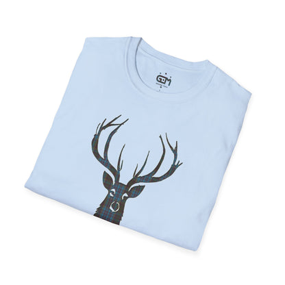 Tartan Stag Softstyle T-Shirt - Anderson Tartan, Unisex Tee, Scottish Scenery, Various Colours