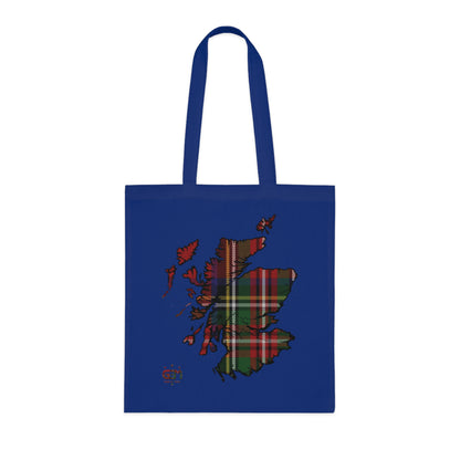 Reversible Scotland Tartan Map Cotton Tote Bag - Stewart Royal Tartan