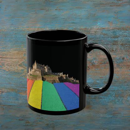 Pride Road Rock Edinburgh Castle Photo Mug, Black