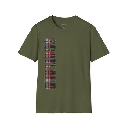 Scotland Lettering Tartan Softstyle Unisex T-Shirt, MacPherson Tartan Tee