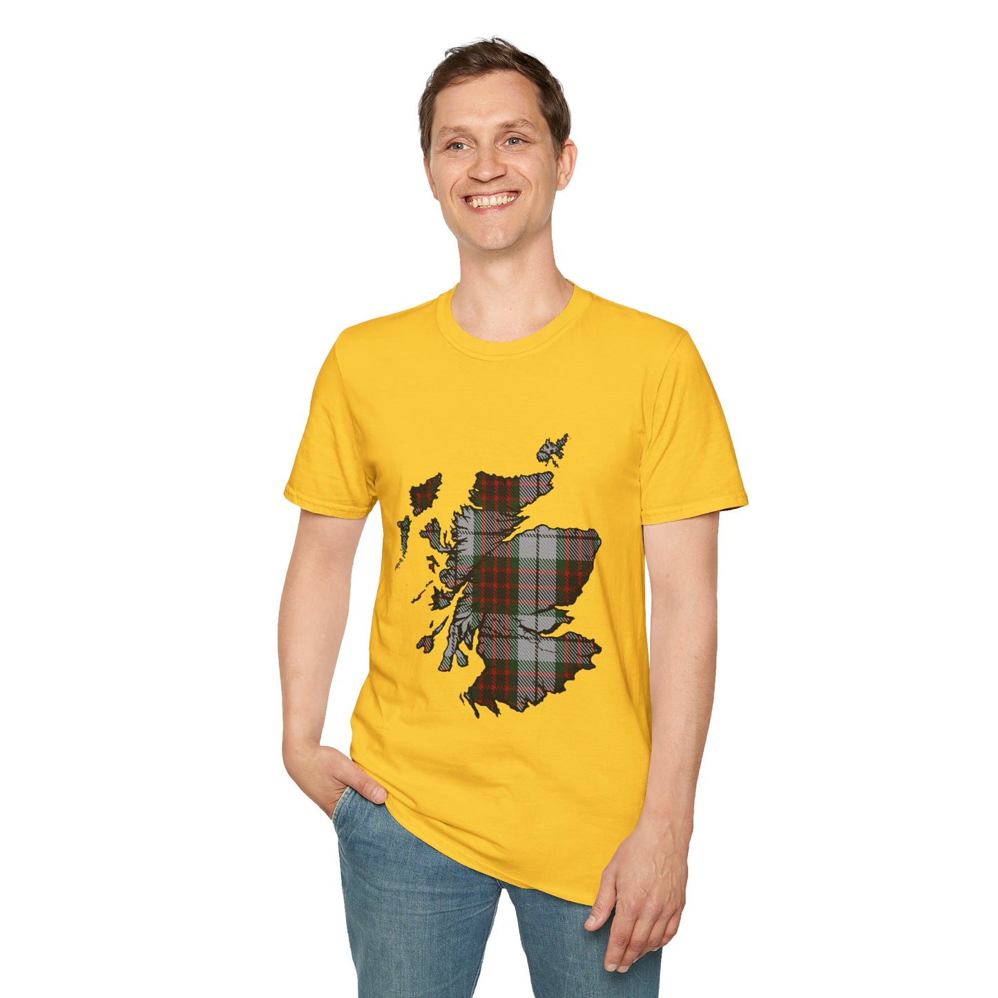 Scotland Tartan Map Softstyle Unisex T-Shirt - Fraser Dress Tartan Tee