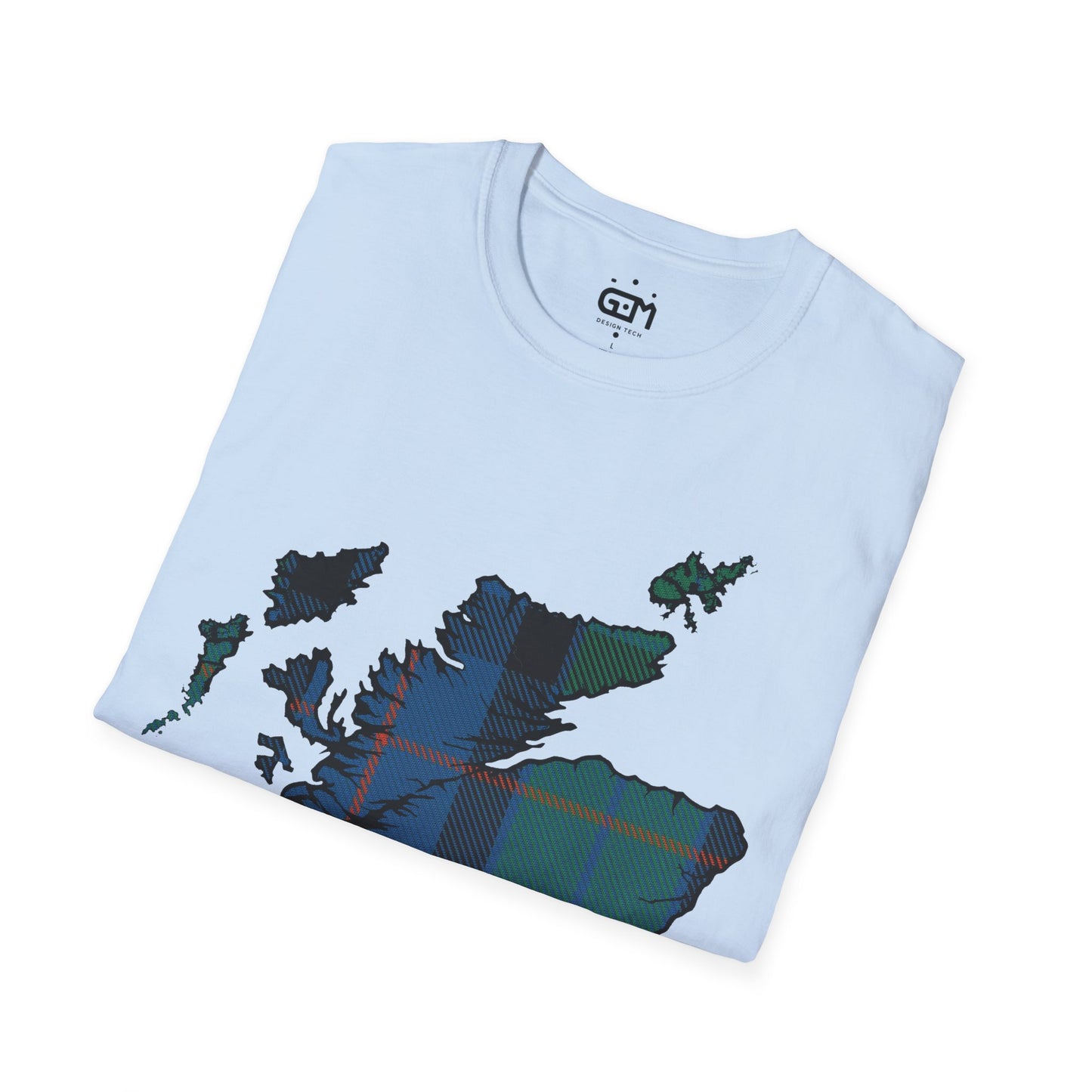 Scotland Tartan Map Softstyle Unisex T-Shirt, Flower of Scotland Tartan, Various Colours