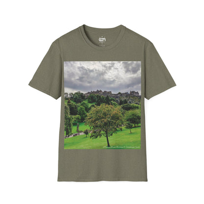 Princes Street Gardens & Edinburgh Castle Photo Softstyle T-Shirt, Unisex Tee, Various Colours