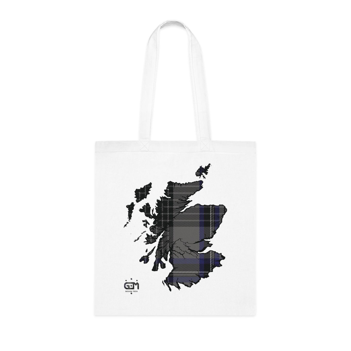 Reversible Scotland Tartan Map Cotton Tote Bag - Hood Tartan