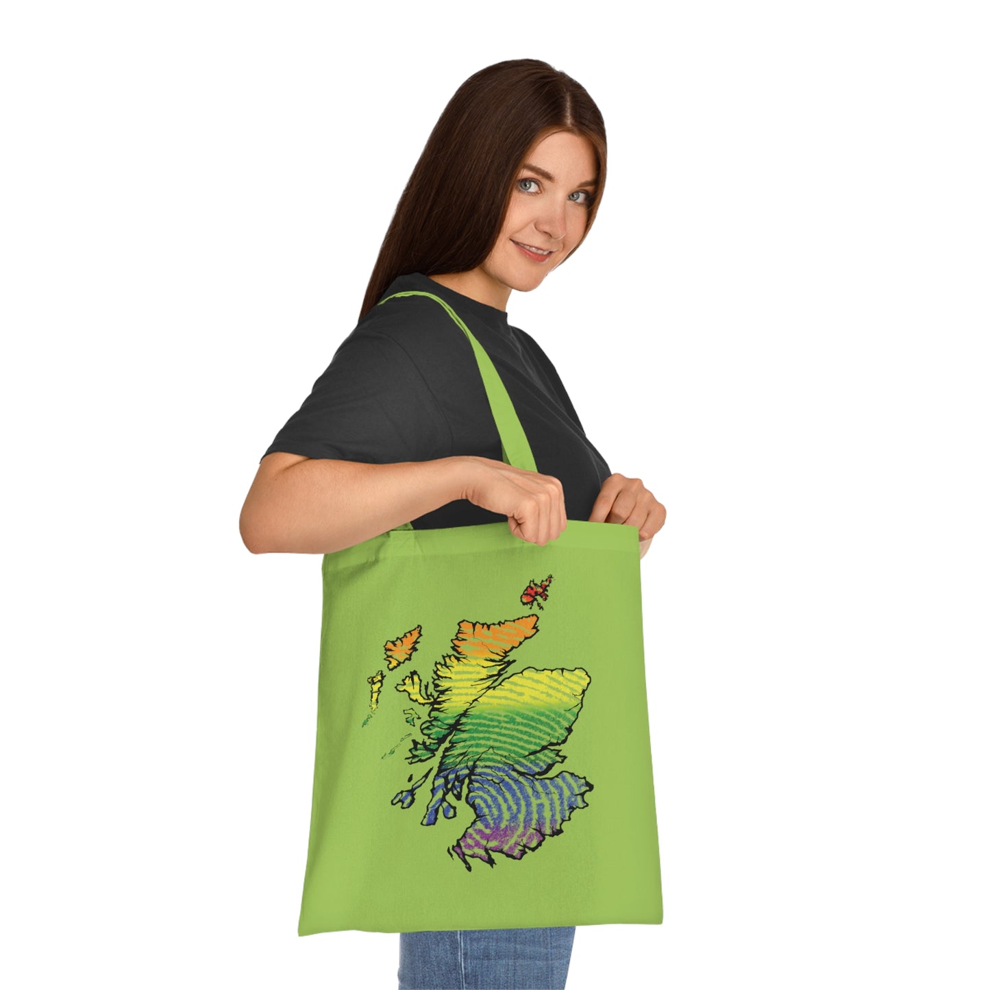 Scotland Pride Fingerprint Map Cotton Tote Bag