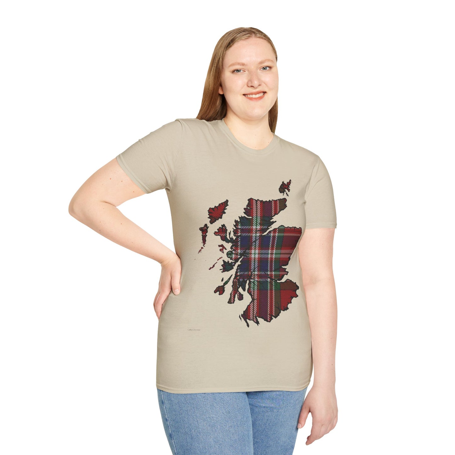 Scotland Tartan Map Softstyle Unisex T-Shirt, MacFarlane Tartan, Various Colours