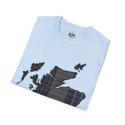 Scotland Tartan Map Softstyle Unisex T-Shirt, Hood Tartan, Various Colours