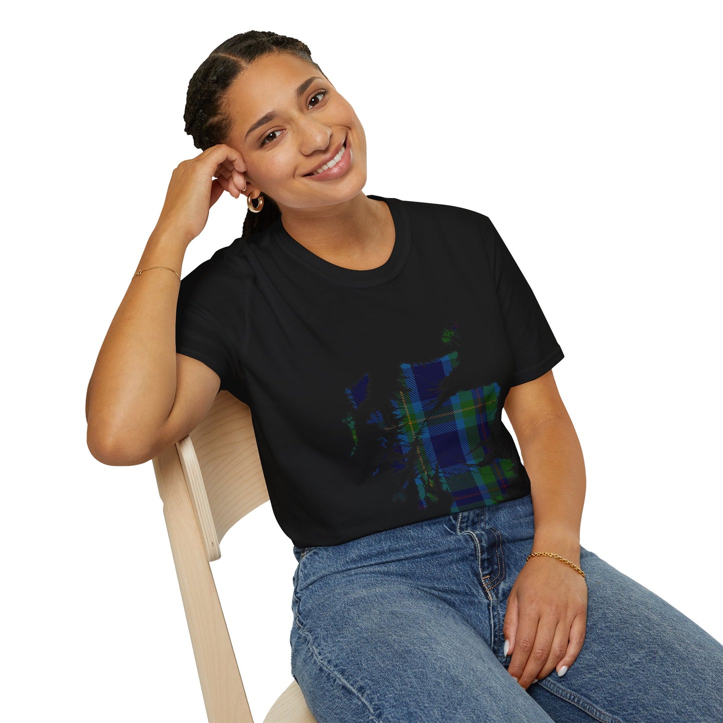 Scotland Tartan Map Softstyle Unisex T-Shirt - Miller Tartan Tee