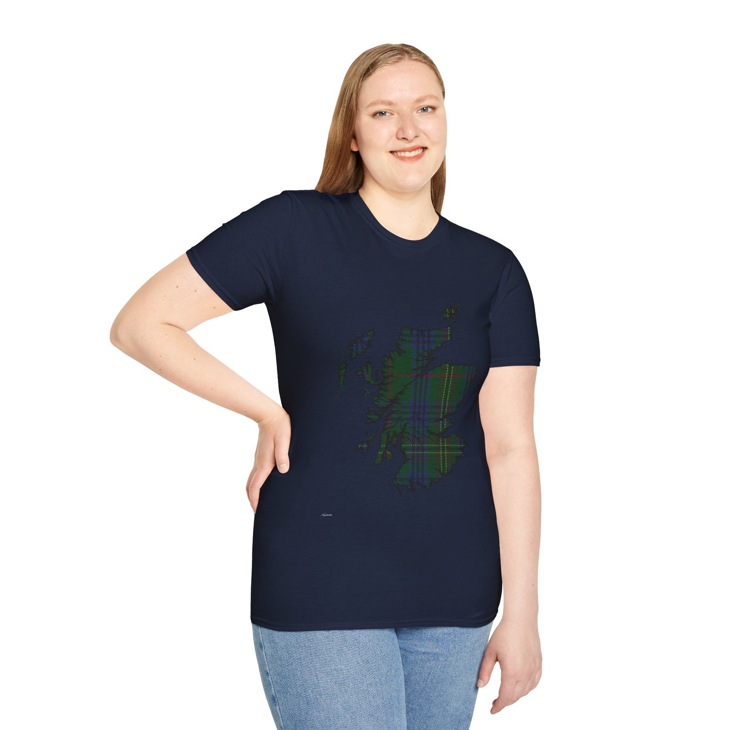 Scotland Tartan Map Softstyle Unisex T-Shirt - Kennedy Tartan Tee