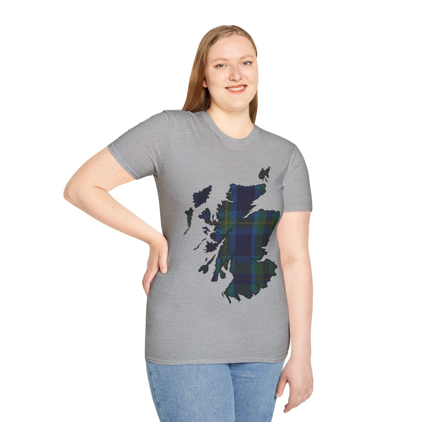 Scotland Tartan Map Softstyle Unisex T-Shirt, Miller Tartan, Various Colours