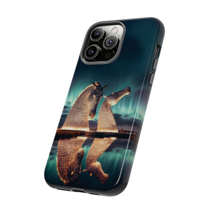 Kelpies Northern Lights Art Variant Phone Case, Scotland, Apple