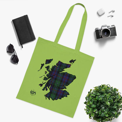 Reversible Scotland Tartan Map Cotton Tote Bag - Argyle Tartan