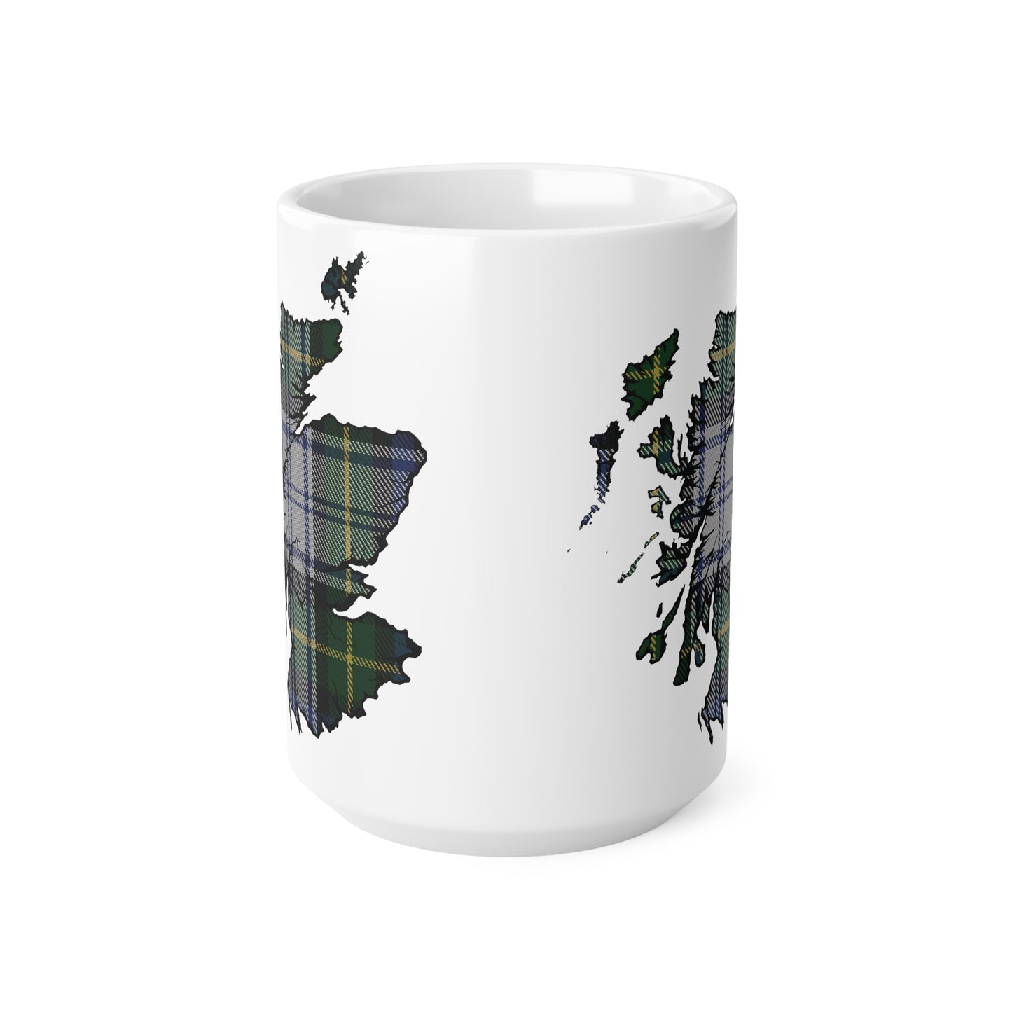 Gordon Dress Tartan Scotland Map Mug, Coffee Cup, Tea Cup, Scotland, White