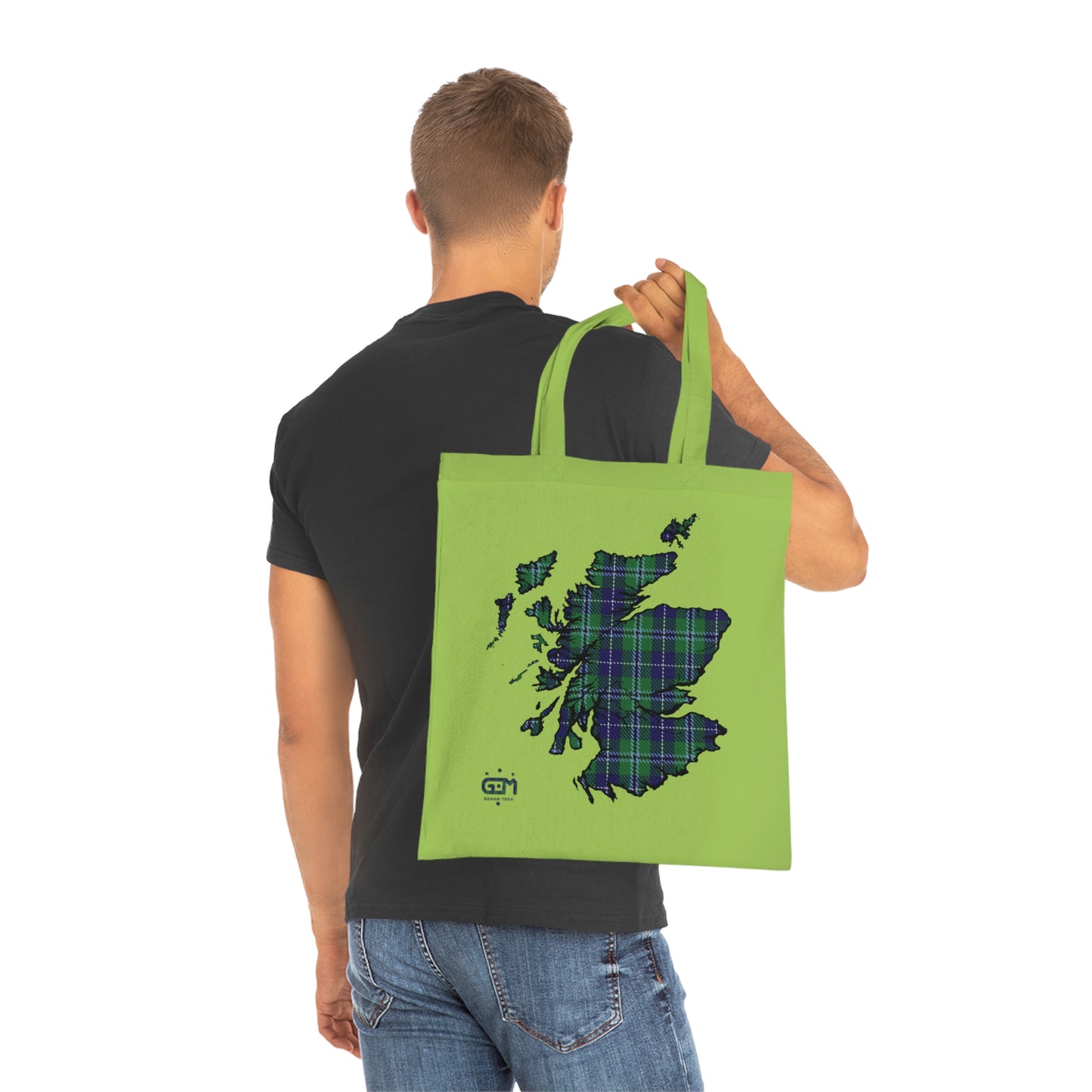 Reversible Scotland Tartan Map Cotton Tote Bag - Douglas Tartan