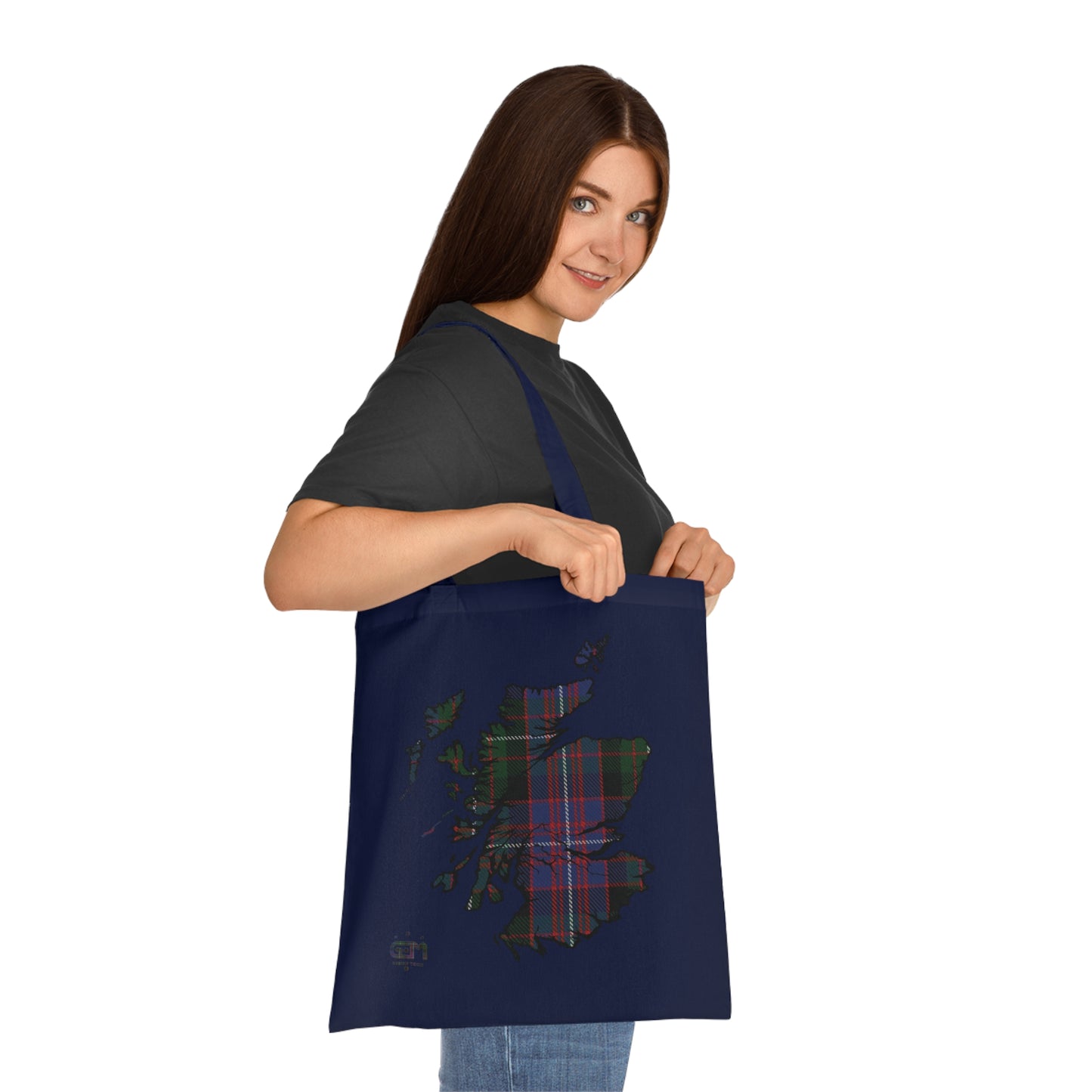 Reversible Scotland Tartan Map Cotton Tote Bag - Rankin Tartan