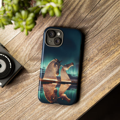 Kelpies Northern Lights Art Variant Phone Case, Scotland, Apple
