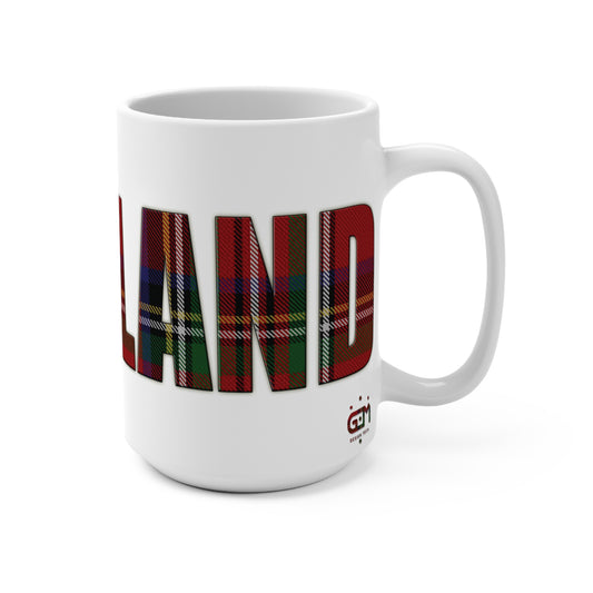 Scotland Lettering Tartan Mug 15oz, Stewart Royal Tartan