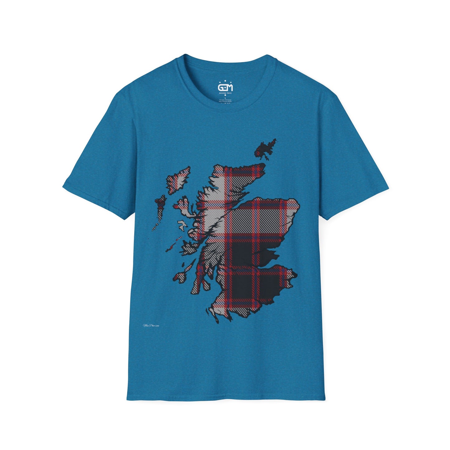 Scotland Tartan Map Softstyle Unisex T-Shirt, MacPherson Tartan, Various Colours