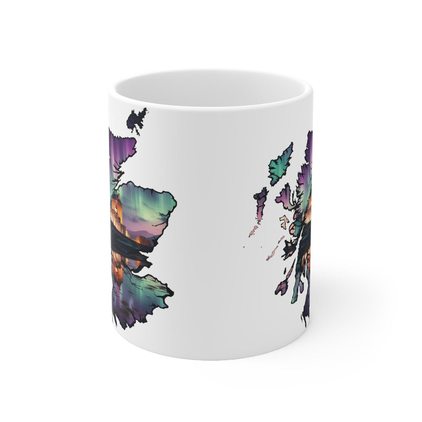 Eilean Donan Castle Scotland Map Mug, Coffee Cup, Tea Cup, Scottish Art, Scottish Landmark, Scenery, Nature, White