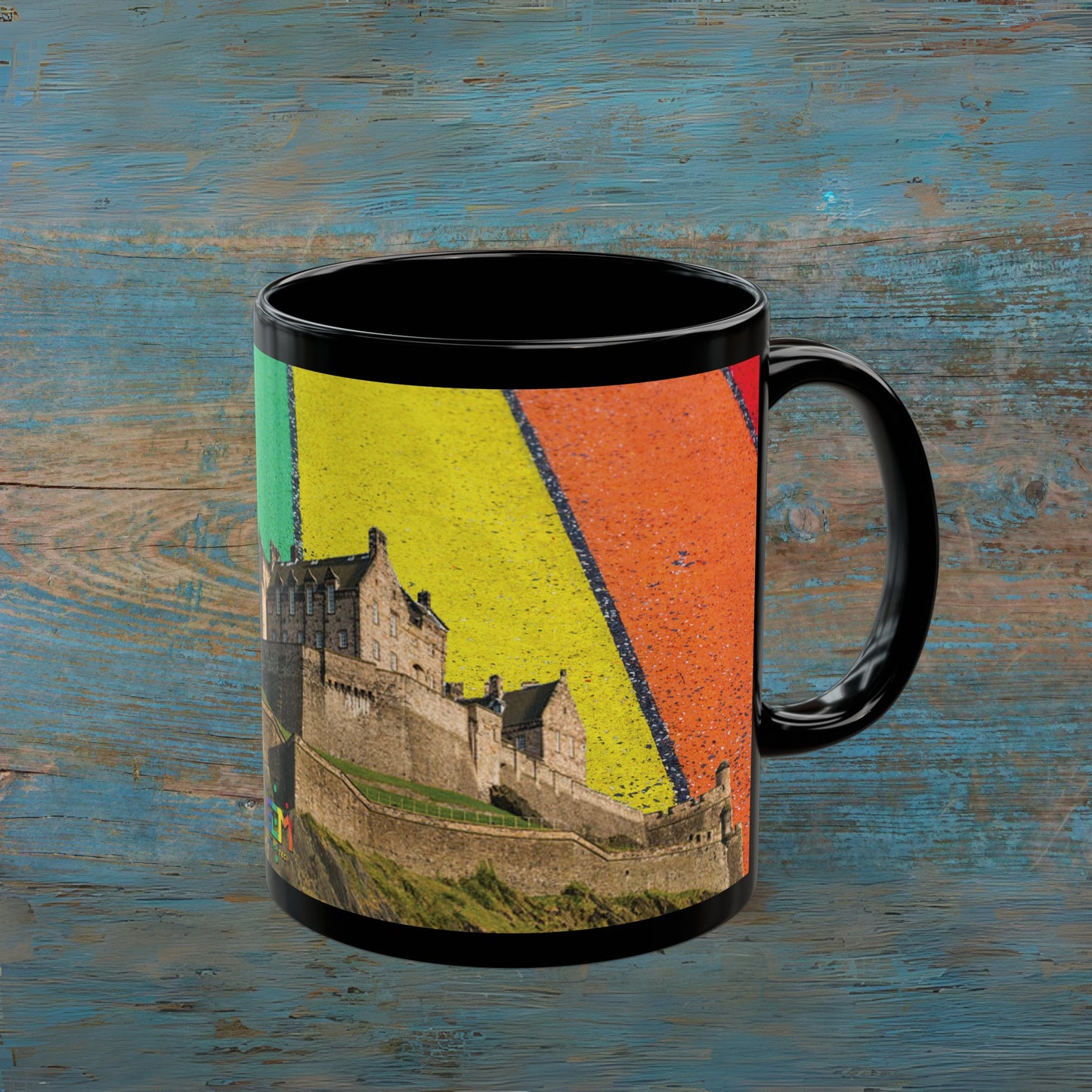 Edinburgh Castle Pride Road Sky Photo Mug, Black